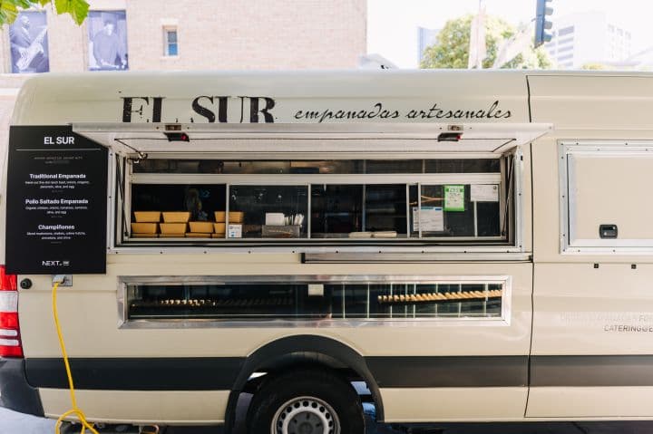 a food truck parked on the side of the road